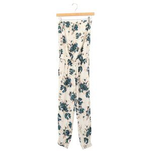 Talula Aritzia Floral Ivory Strapless Jogger Jumpsuit Playsuit XS